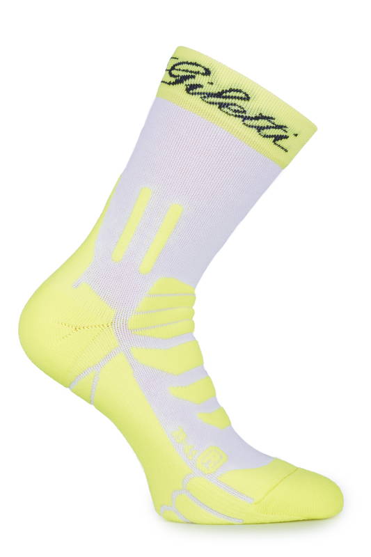 CALZE DA CICLISMO PHANTOM 50 BIANCO/GIALLO FLUO